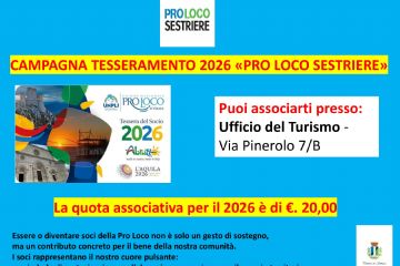 Sestriere: campagna tesseramento Pro Loco Sestriere 2026 